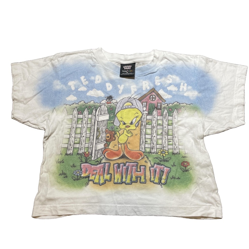 Looney Tunes X Teddy Fresh Cropped T-shirt Rare Vintage Retro Medium Women